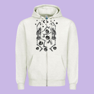 Halloween Dancing Skeletons Zipper Hoodie Designed By Barkaloodesign