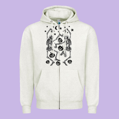 Halloween Dancing Skeletons Zipper Hoodie Designed By Barkaloodesign