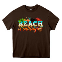 Chocolate Brown the beach is calling Heavy Core Tee - NancyCooperArtShop