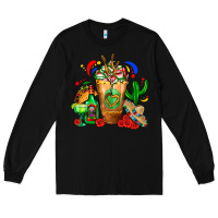 Black Mexican Cold Drink With Cactus Sombrero And Tequil Long Sleeve Tee - FaDigitalArtStudio