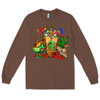 Chestnut Mexican Cold Drink With Cactus Sombrero And Tequil Long Sleeve Tee - FaDigitalArtStudio