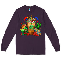 Plum Mexican Cold Drink With Cactus Sombrero And Tequil Long Sleeve Tee - FaDigitalArtStudio