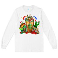 White Mexican Cold Drink With Cactus Sombrero And Tequil Long Sleeve Tee - FaDigitalArtStudio