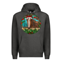 Charcoal Heather Brown Horse Christmas Premium Hoodie - RanaPortraitStore