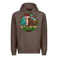 Coffee Brown Horse Christmas Premium Hoodie - RanaPortraitStore