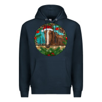 Navy Brown Horse Christmas Premium Hoodie - RanaPortraitStore