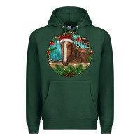 Sports Green Brown Horse Christmas Premium Hoodie - RanaPortraitStore