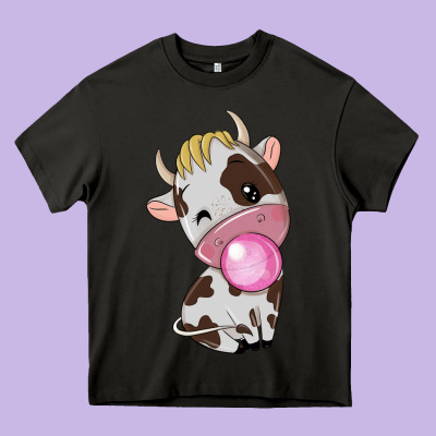 Cute Cow Heavy Core Tee Designed By Texasbilliewilder