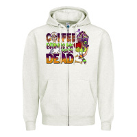 Oatmeal Heather coffee brings me back dead Zipper Hoodie - BarkalooDesign