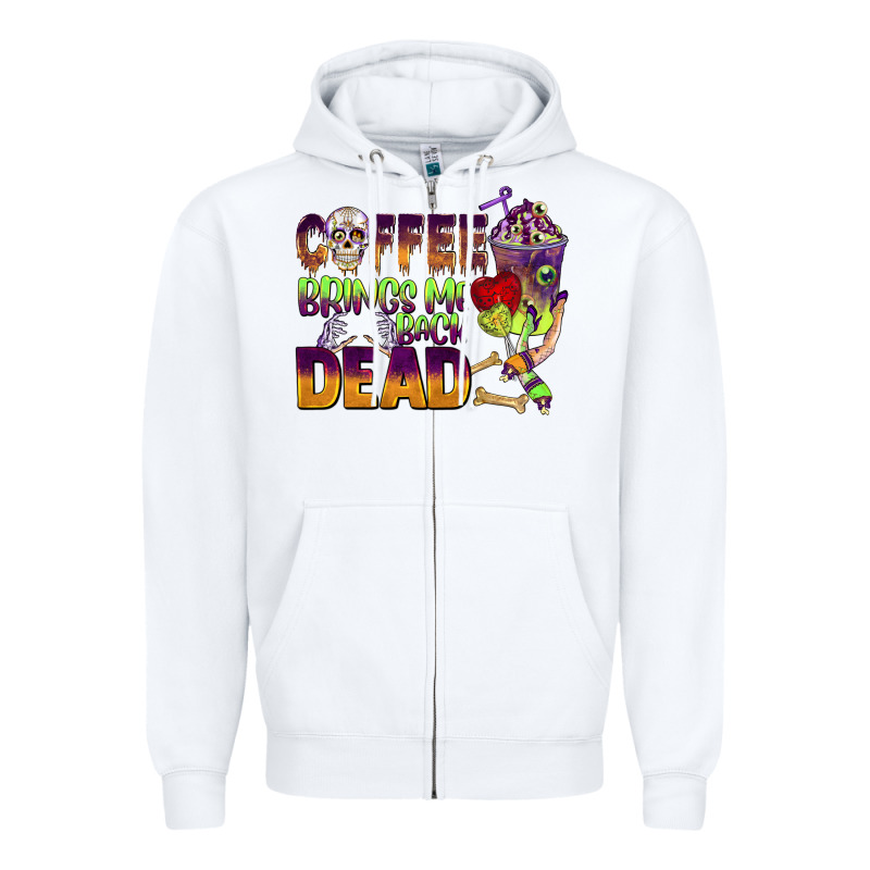 Coffee Brings Me Back Dead Zipper Hoodie by BarkalooDesign | Teevron