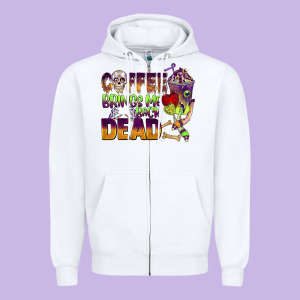 Coffee Brings Me Back Dead Zipper Hoodie Designed By Barkaloodesign
