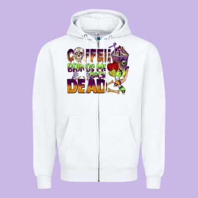 Coffee Brings Me Back Dead Zipper Hoodie Designed By Barkaloodesign