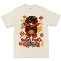 Santa Favorite Banker Afro Messy Bun Premium Tee | Teevron
