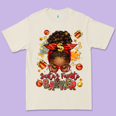 Santa Favorite Banker Afro Messy Bun Premium Tee Designed By Texasbilliewilder