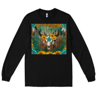Black boho bullskull Long Sleeve Tee - RanaPortraitStore