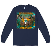 Navy boho bullskull Long Sleeve Tee - RanaPortraitStore