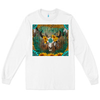 White boho bullskull Long Sleeve Tee - RanaPortraitStore