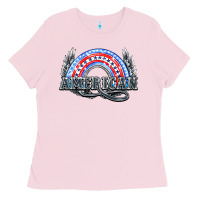 Bubblegum Pink American rainbow Ladies Tee - HowdyJamesFarm