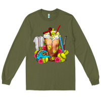 Army Green Softball Frappe Coffee Long Sleeve Tee - FaDigitalArtStudio