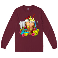Burgundy Softball Frappe Coffee Long Sleeve Tee - FaDigitalArtStudio