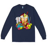 Navy Softball Frappe Coffee Long Sleeve Tee - FaDigitalArtStudio