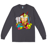 Smoke Softball Frappe Coffee Long Sleeve Tee - FaDigitalArtStudio