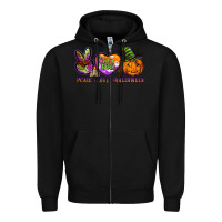 Black peace love halloween Zipper Hoodie - BarkalooDesign