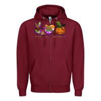Burgundy peace love halloween Zipper Hoodie - BarkalooDesign