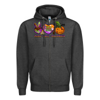Charcoal Heather peace love halloween Zipper Hoodie - BarkalooDesign