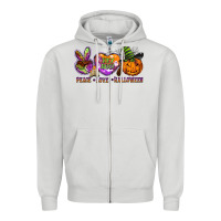 Dove Grey peace love halloween Zipper Hoodie - BarkalooDesign