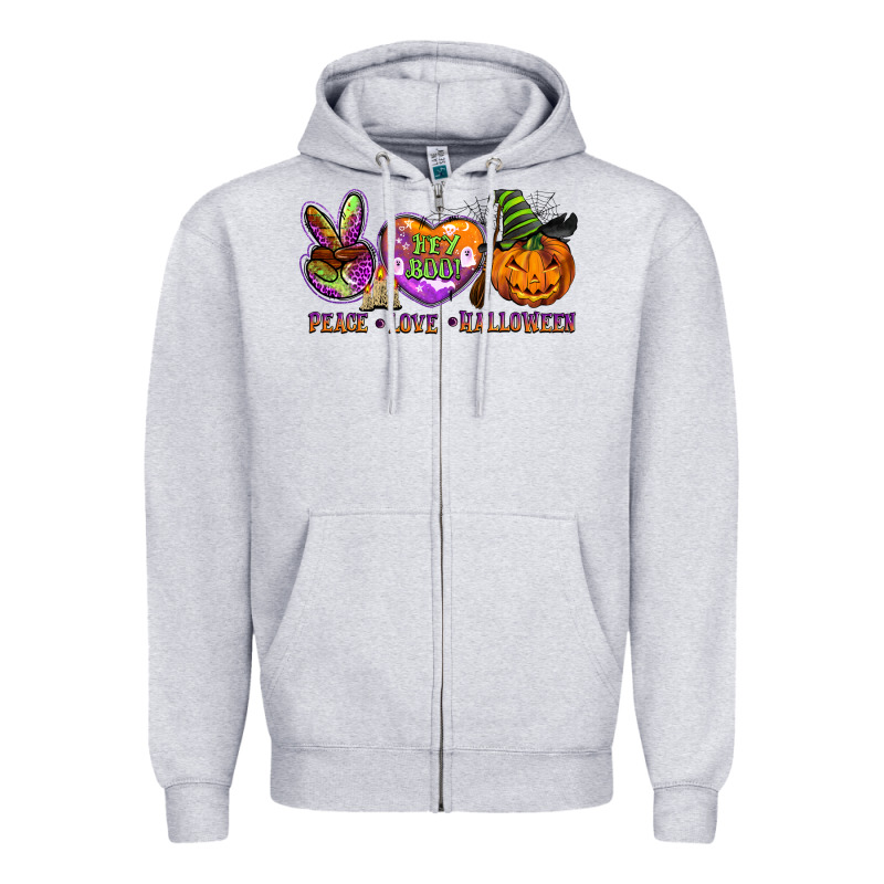 Peace Love Halloween Zipper Hoodie by BarkalooDesign | Teevron