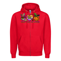 Red peace love halloween Zipper Hoodie - BarkalooDesign