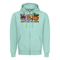 Seafoam peace love halloween Zipper Hoodie - BarkalooDesign