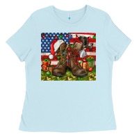 Baby Blue Army Veteran Boots Christmas Tumbler 4th of july Ladies Tee - HowdyJamesFarm