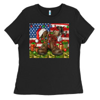 Black Army Veteran Boots Christmas Tumbler 4th of july Ladies Tee - HowdyJamesFarm