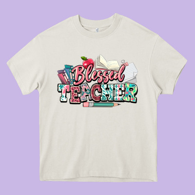 Blessed Teacher School Heavy Core Tee Designed By Nancycooperartshop