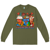 Army Green It's Game Day Y'all Basketball Coffee Cups Long Sleeve Tee - FaDigitalArtStudio