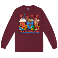 Burgundy It's Game Day Y'all Basketball Coffee Cups Long Sleeve Tee - FaDigitalArtStudio