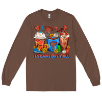 Chestnut It's Game Day Y'all Basketball Coffee Cups Long Sleeve Tee - FaDigitalArtStudio