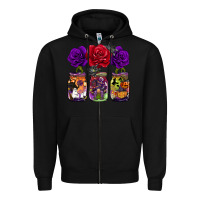Black halloween jars rose Zipper Hoodie - BarkalooDesign