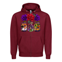 Burgundy halloween jars rose Zipper Hoodie - BarkalooDesign