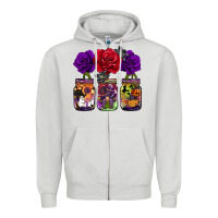 Dove Grey halloween jars rose Zipper Hoodie - BarkalooDesign