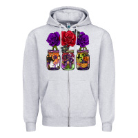Heather Grey halloween jars rose Zipper Hoodie - BarkalooDesign