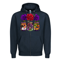 Navy halloween jars rose Zipper Hoodie - BarkalooDesign