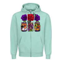 Seafoam halloween jars rose Zipper Hoodie - BarkalooDesign