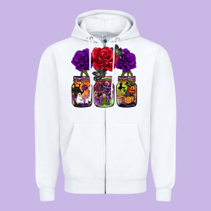 Halloween Jars Rose Zipper Hoodie Designed By Barkaloodesign