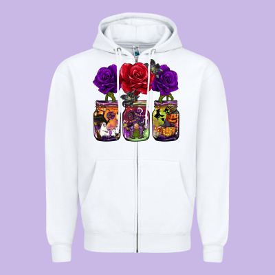 Halloween Jars Rose Zipper Hoodie Designed By Barkaloodesign
