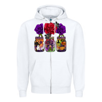 White halloween jars rose Zipper Hoodie - BarkalooDesign