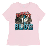 Bubblegum Pink Back to blue 4th of july Ladies Tee - HowdyJamesFarm