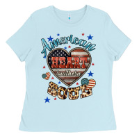 Baby Blue American heart southern soul Ladies Tee - HowdyJamesFarm